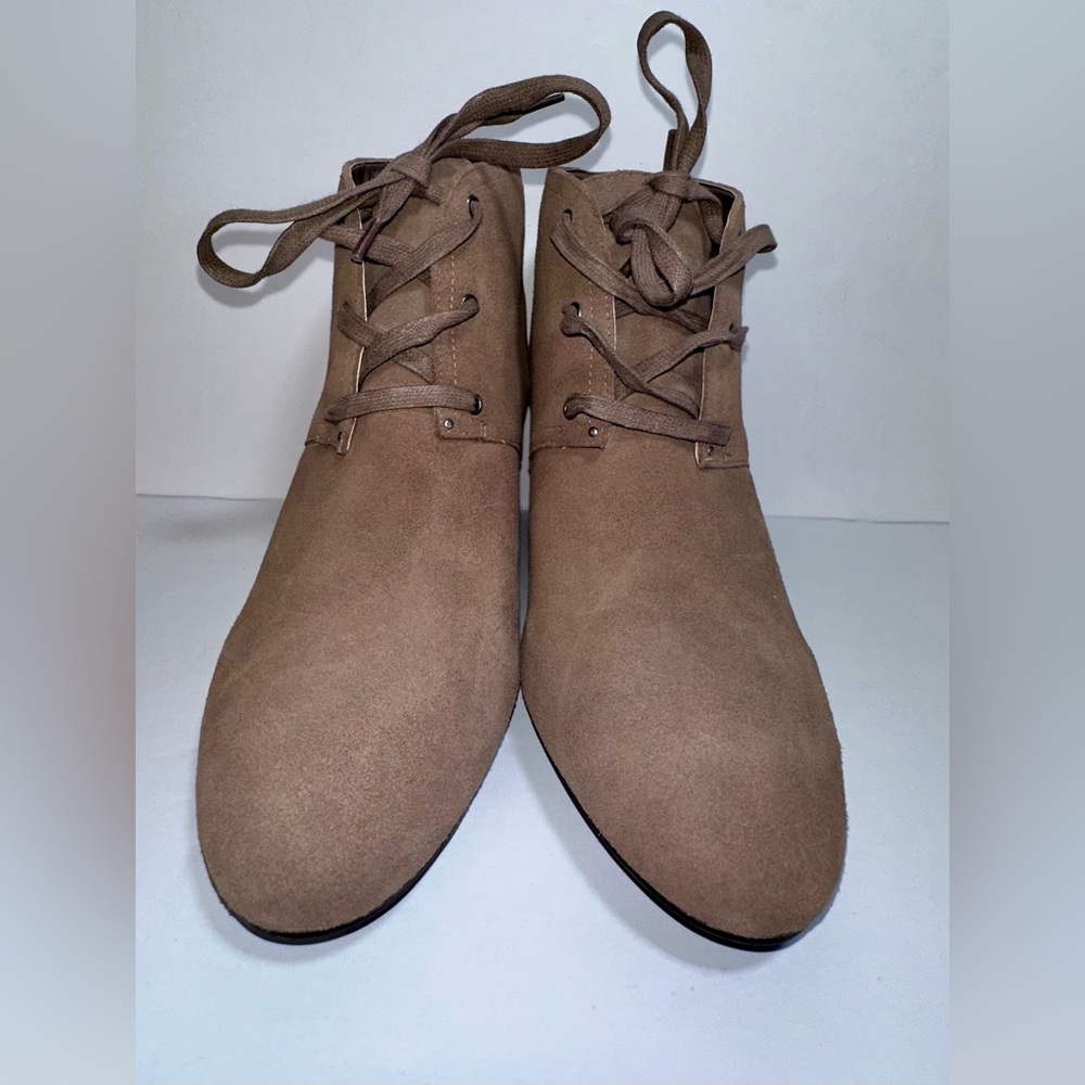 LAUREN RALPH LAUREN Women's Tan Tamia Suede Ankle Boots 8.5 Wedge Heel‎ Lace-Up